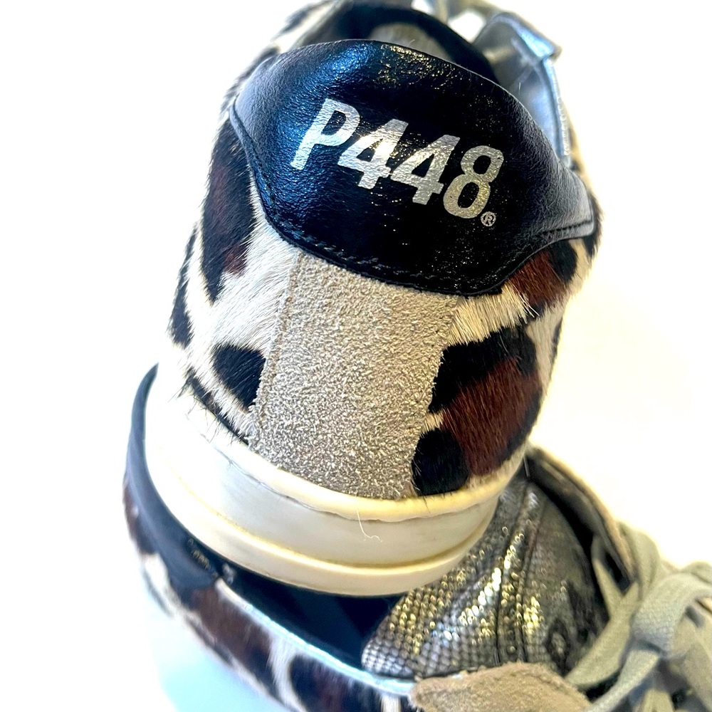 P448 Animal print sneakers, cream and brown suede. EXCELLENT CONDITION .